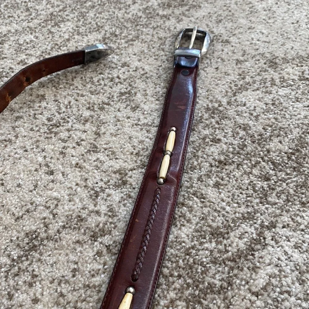 Onyx by Brighton Toronto Taper Leather Belt Brown 44